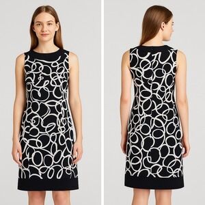 ALYX‎ Dress Women's Size 6 Sleeveless Black White Mod Circle Print Career